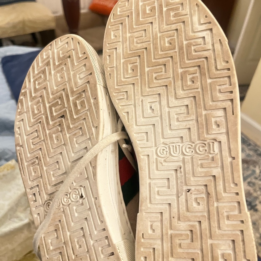 Authentic Gucci Beige Suede ACE Sneakers with Red & Green Web! Beautiful 🇮🇹👟8.5 - Picture 11 of 14